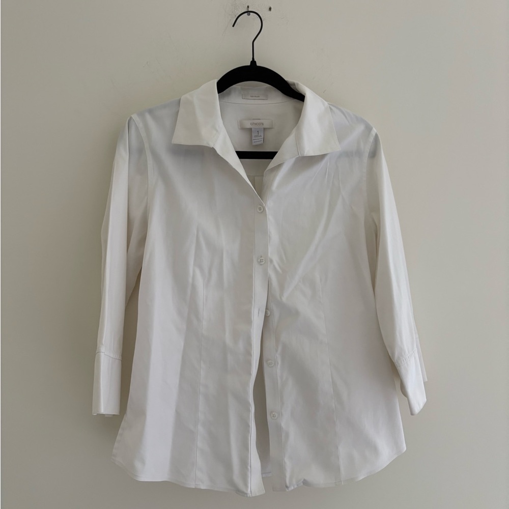 Chico's Crisp White Collared Blouse